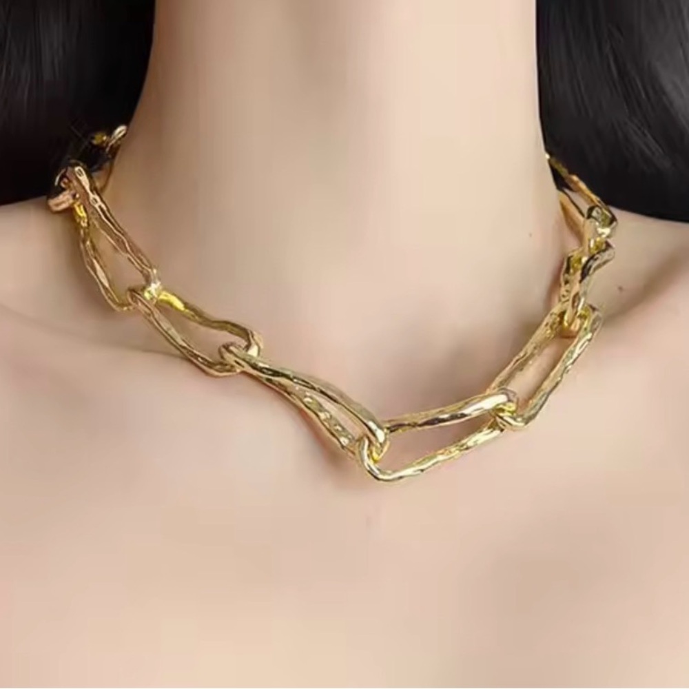 Brut Twisted Molten Gold Link Necklace Hammered Alexis Bittar STYLE AP28
